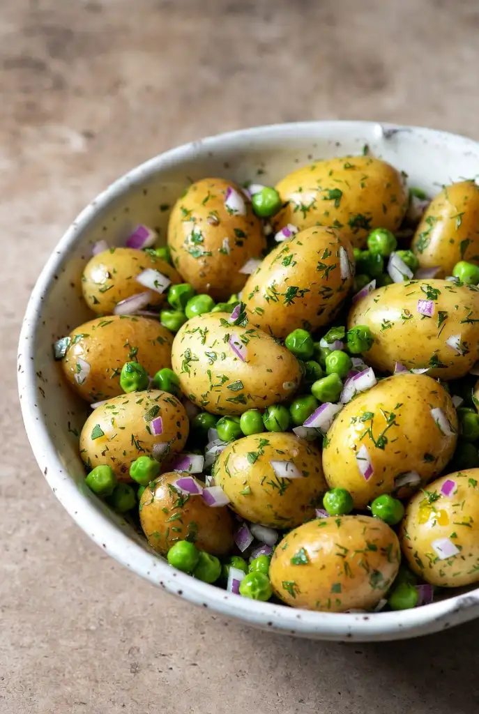 Salat med nye danske kartofler og urter.
