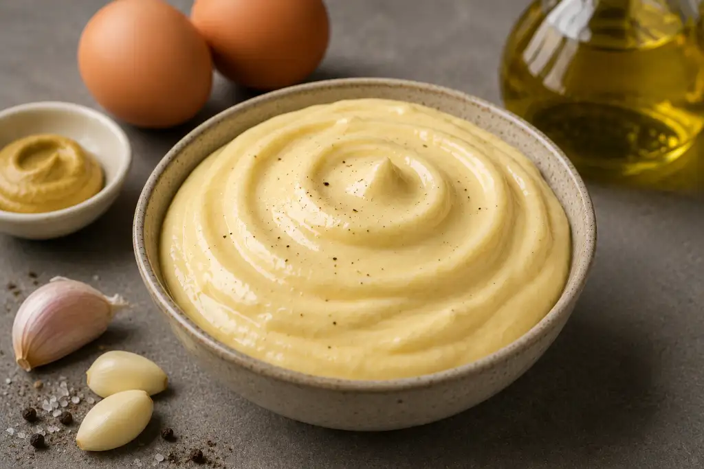 hjemmelavet aioli med hvidløg